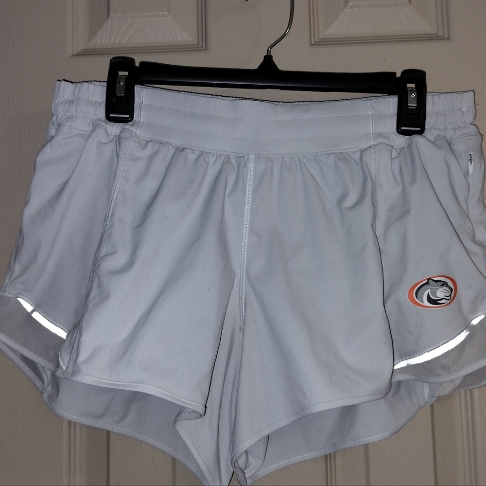 White Women’s Athletic Running Shorts with Reflective Trim